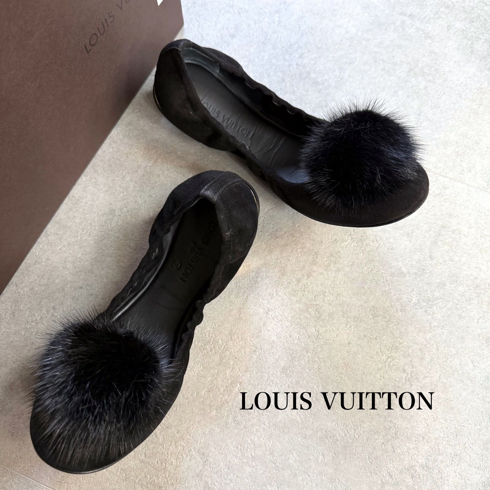 美品 LOUIS VUITTON ルイヴィトン フラットシューズパンプス ファー 