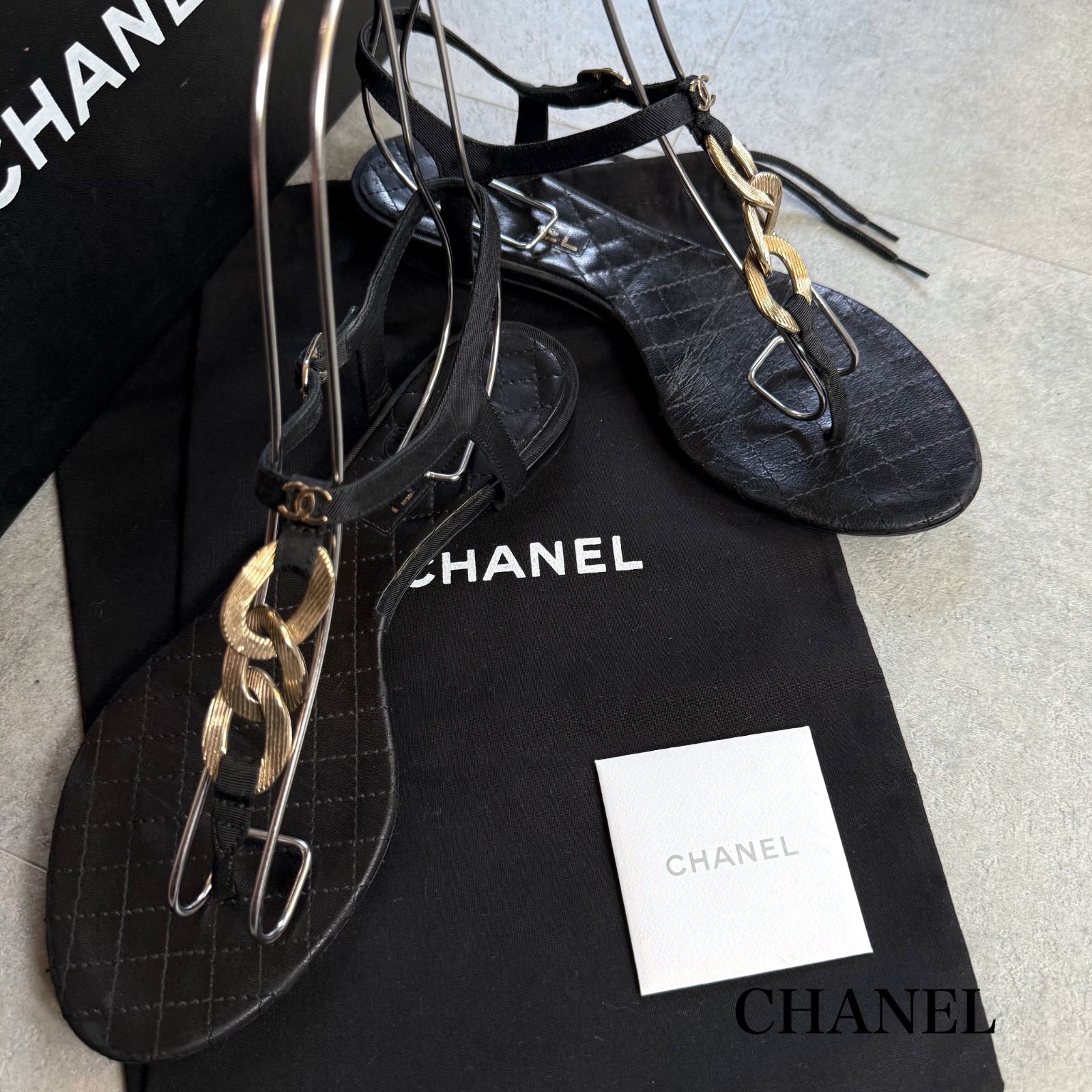 CHANEL シャネル ココマーク チェーン トングサンダル CHANEL シャネル ココマーク チェーン トングサンダル
