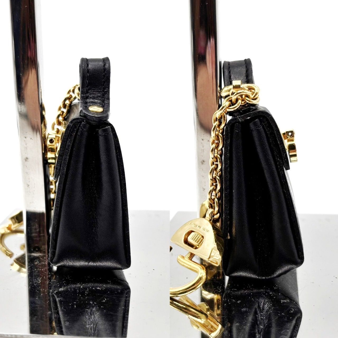 【極美品】フェラガモ ミニバッグ ガンチーニ チャーム レザー ゴールド金具 良品】Salvatore Ferragamo フェラガモ ガンチーニ ミニバッグ