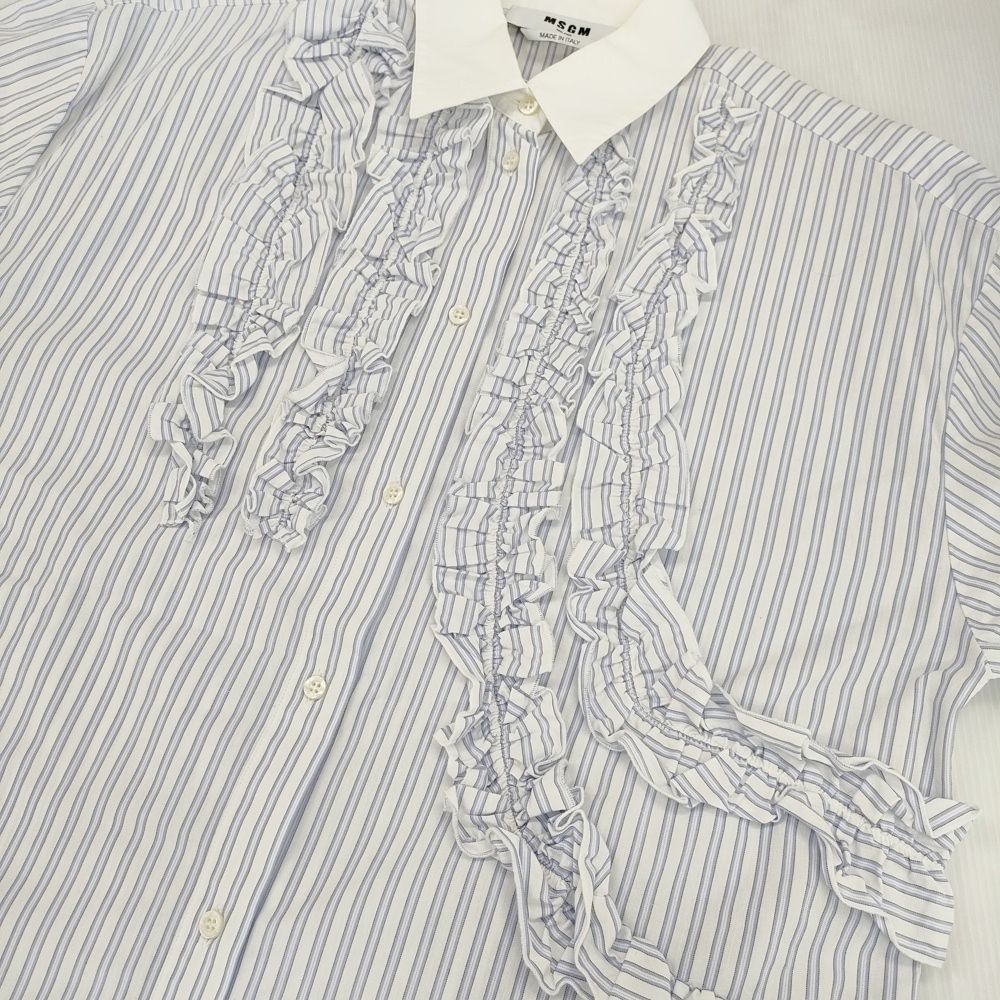 MSGM コットンフリルレギュラーカラーシャツ サイズ40 定価64900円 