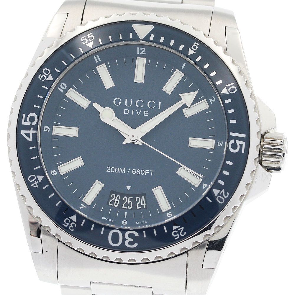 グッチ GUCCI 136.2/YA136203 ダイヴ デイト クォーツ メンズ 美品 箱付き_950200 グッチ GUCCI 136.2/YA136203 ダイヴ デイト クォーツ メンズ 美品 箱