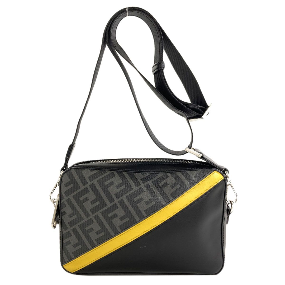 FENDI フェンディ ダイアゴナル カメラケース ショルダーバッグ レザー 
