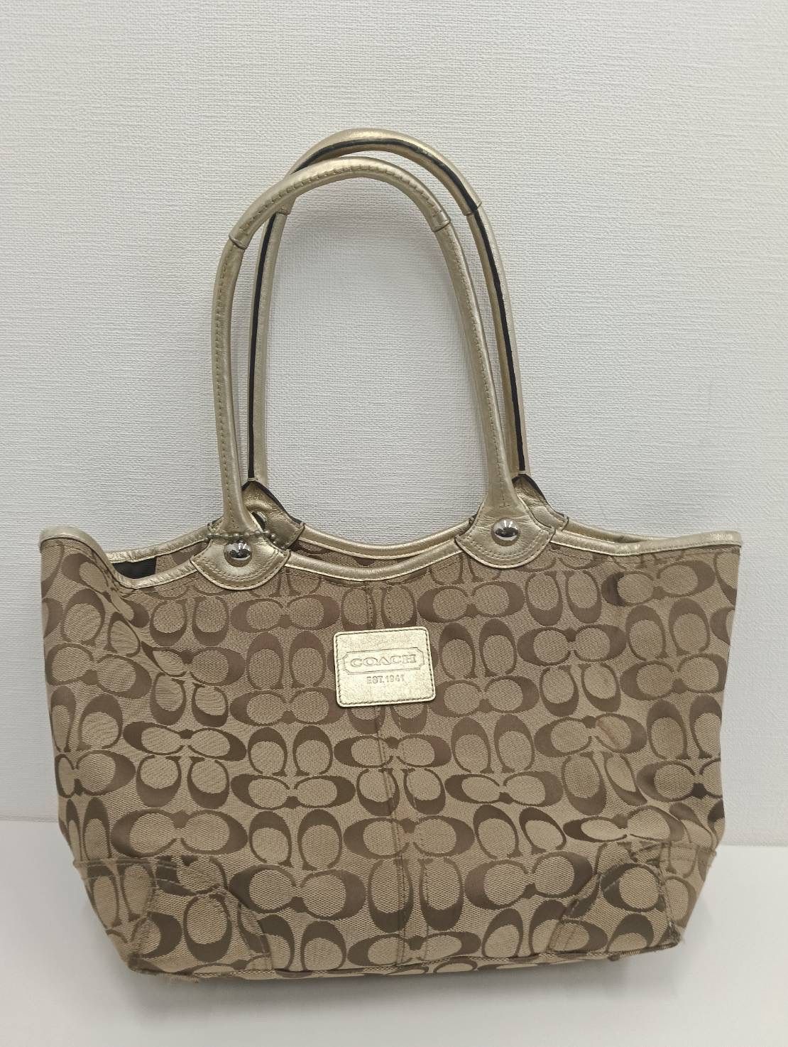 中古品】 COACHコーチ シグネチャー トートバッグ ハンドバッグ F14385 