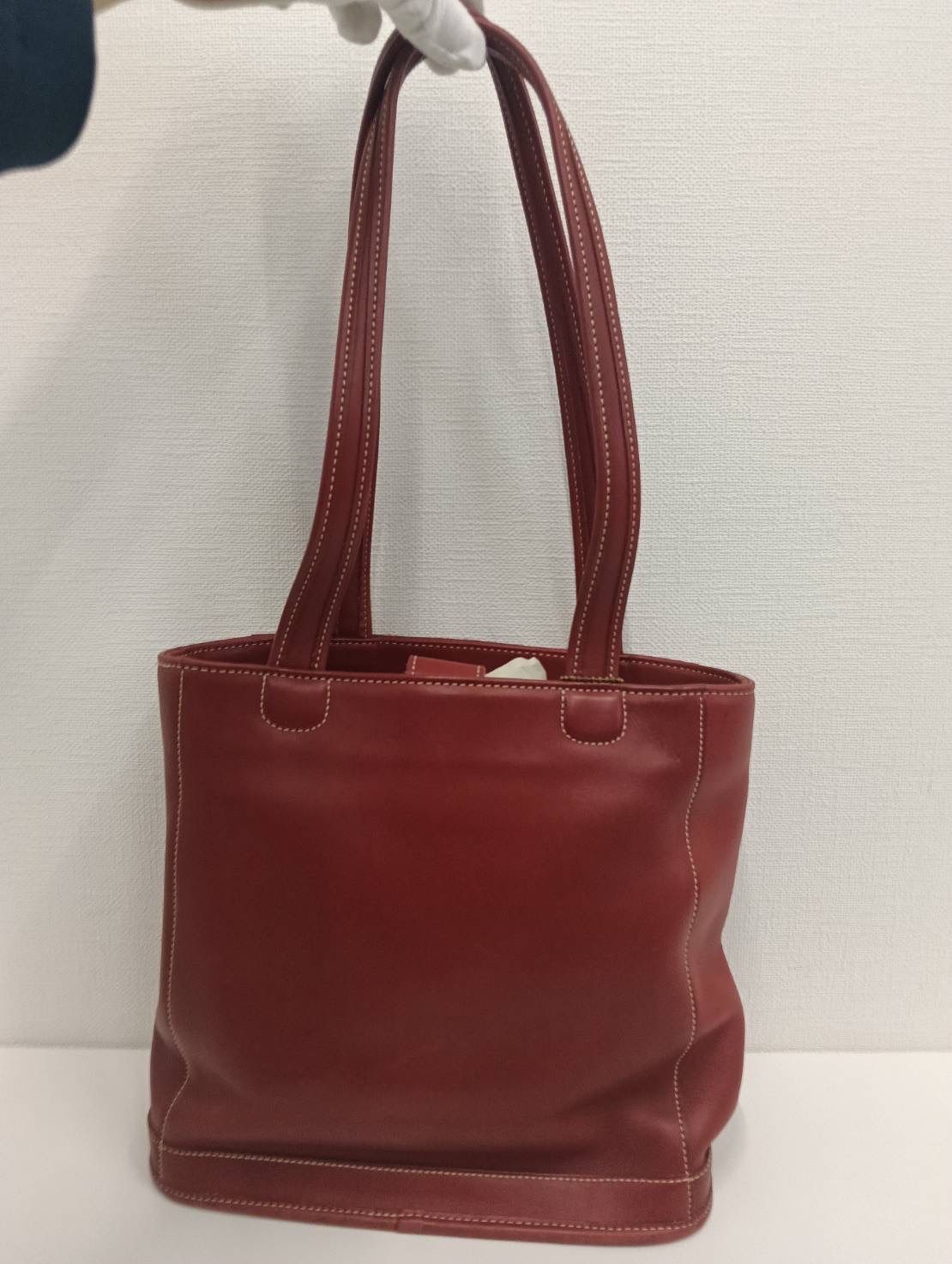 中古品】 COACHコーチ レザートートバッグ ハンドバッグ 9305 赤レッド
