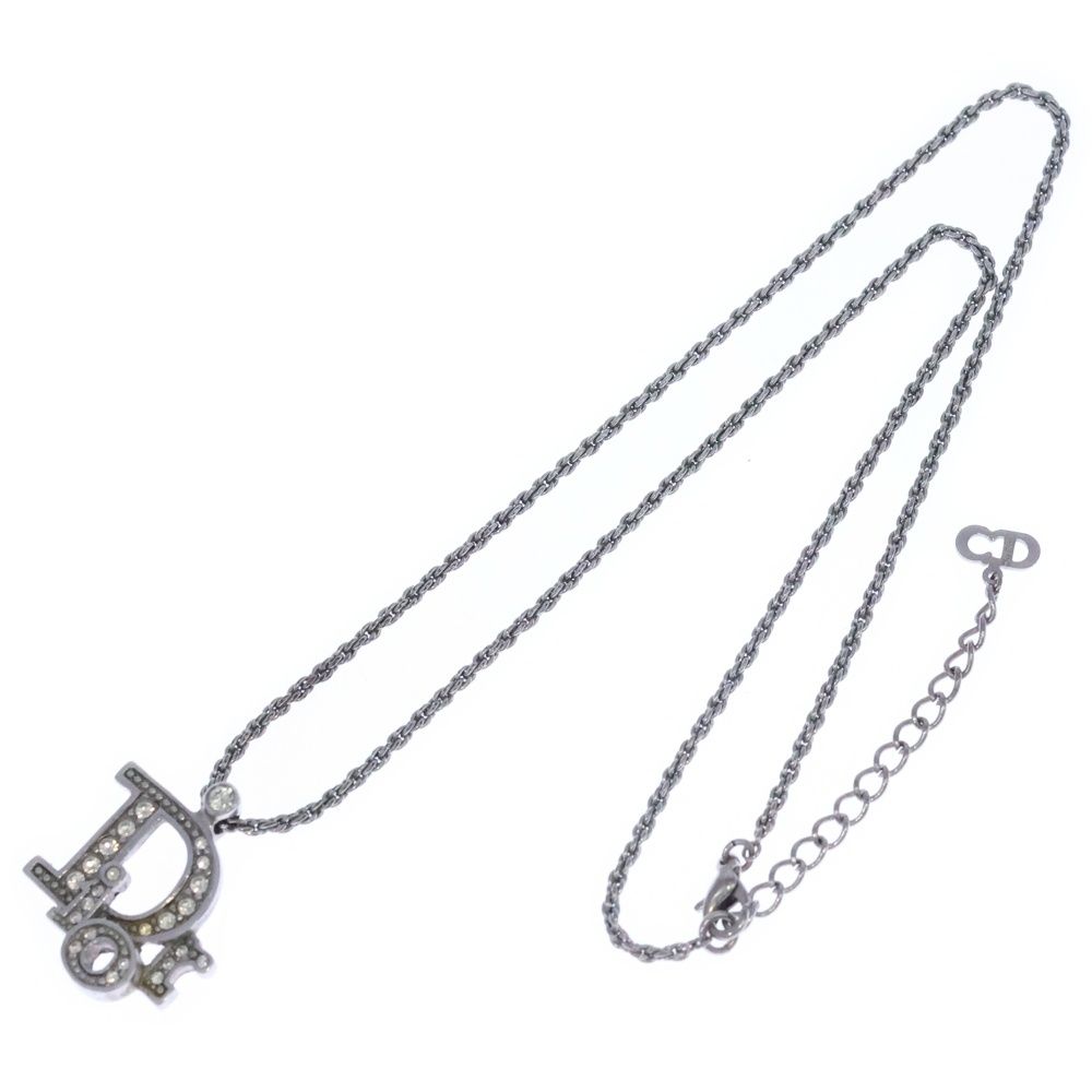 ディオール Diorロゴ ネックレス GP×ラインストーン シルバー Christian Dior (クリスチャンディオール) CD アイコン ロゴ ライン