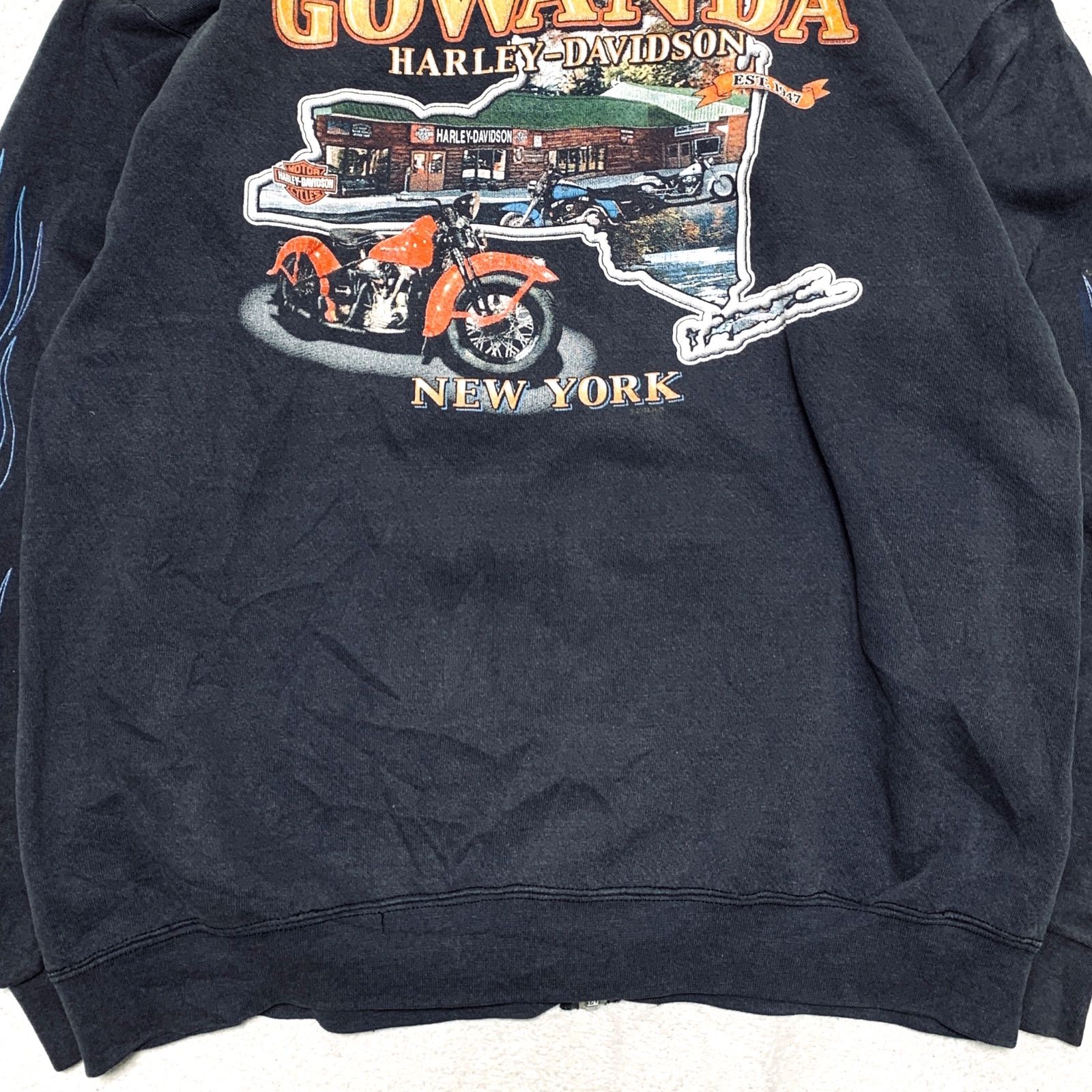 HARLEY DAVIDSON ジップパーカー フーディー ブルーフレイム
