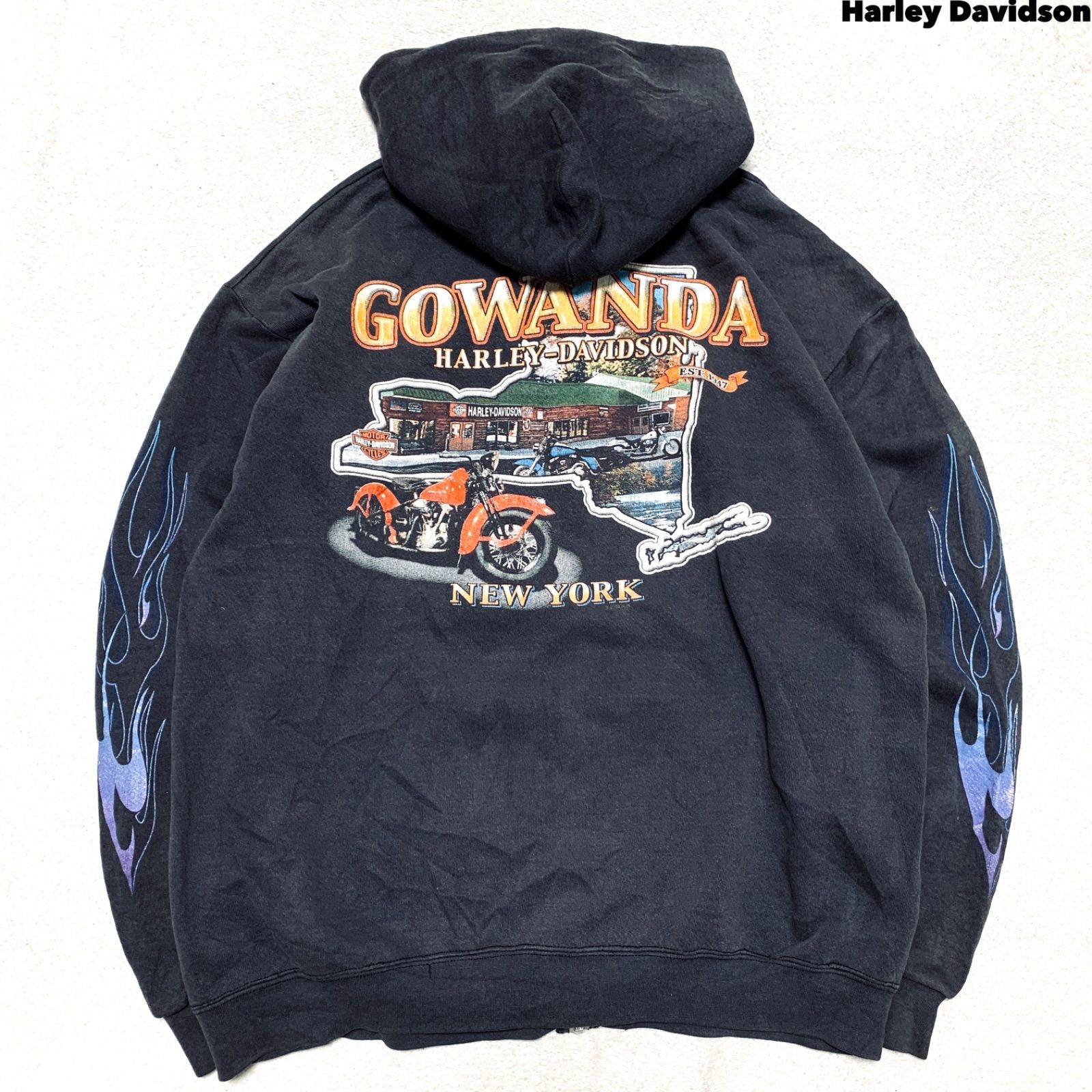 HARLEY DAVIDSON ジップパーカー フーディー ブルーフレイム