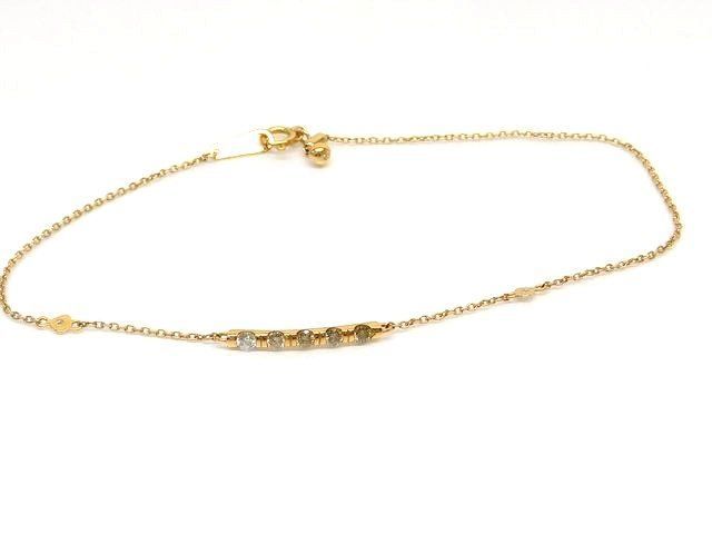 美品 K18 ■ ピンクゴールド アンクレット ブレスレットも可 ダイヤ0.35ct 約2.5g アジャスター レディース □ 8C●