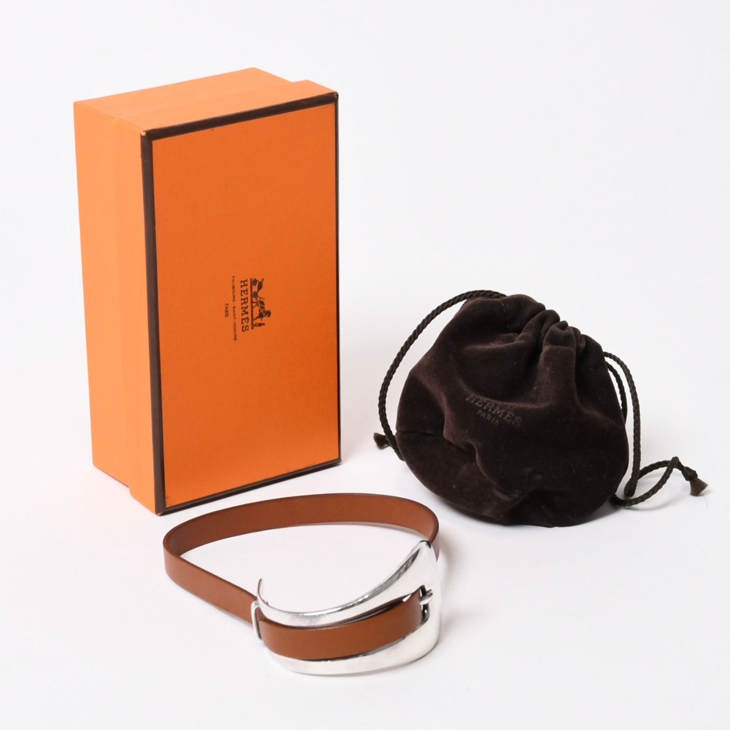 HERMES エルメス BELT MOTIF レザーベルト ブレスレット ブラウン 