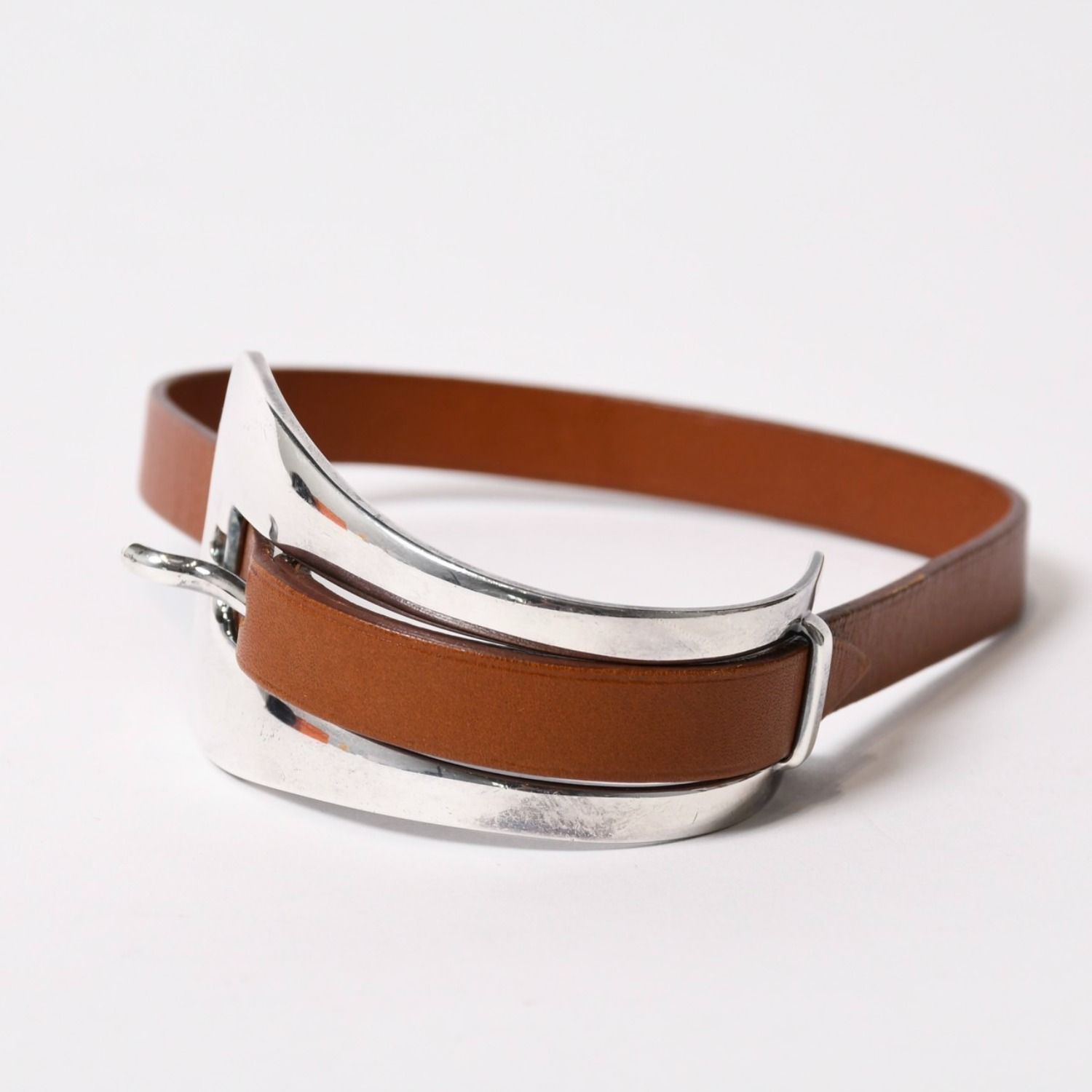HERMES エルメス BELT MOTIF レザーベルト ブレスレット ブラウン 