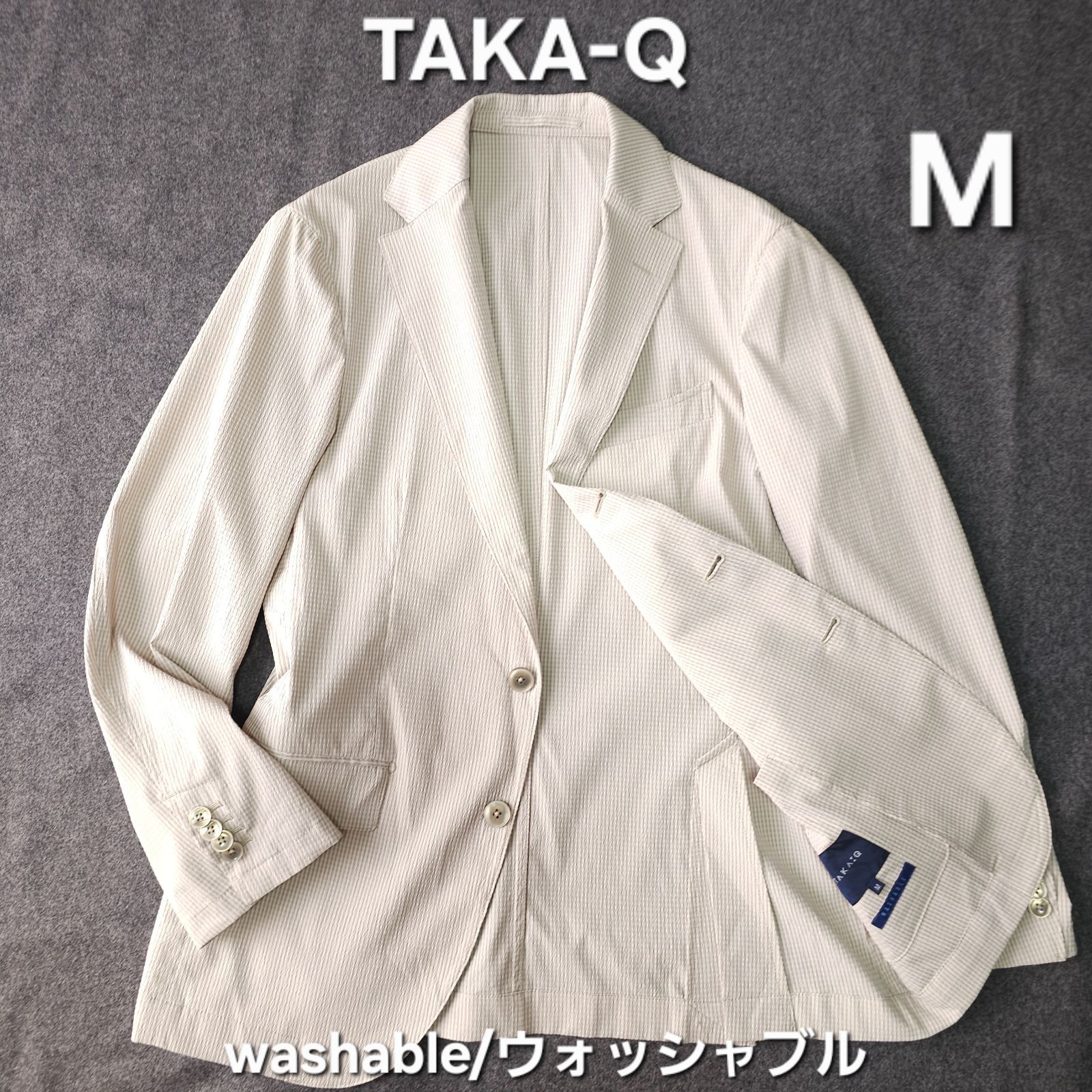 ?値下げ交渉受付中】美品 TAKA-Q 春夏 テーラードジャケット M シア 