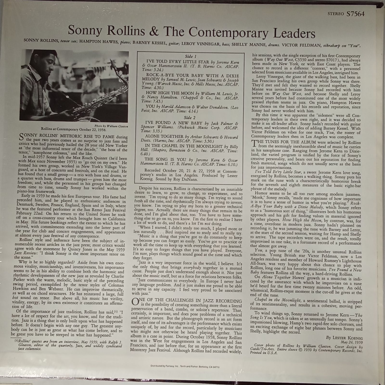 LP】ソニー・ロリンズ (Sonny Rollins) – コンテンポラリー