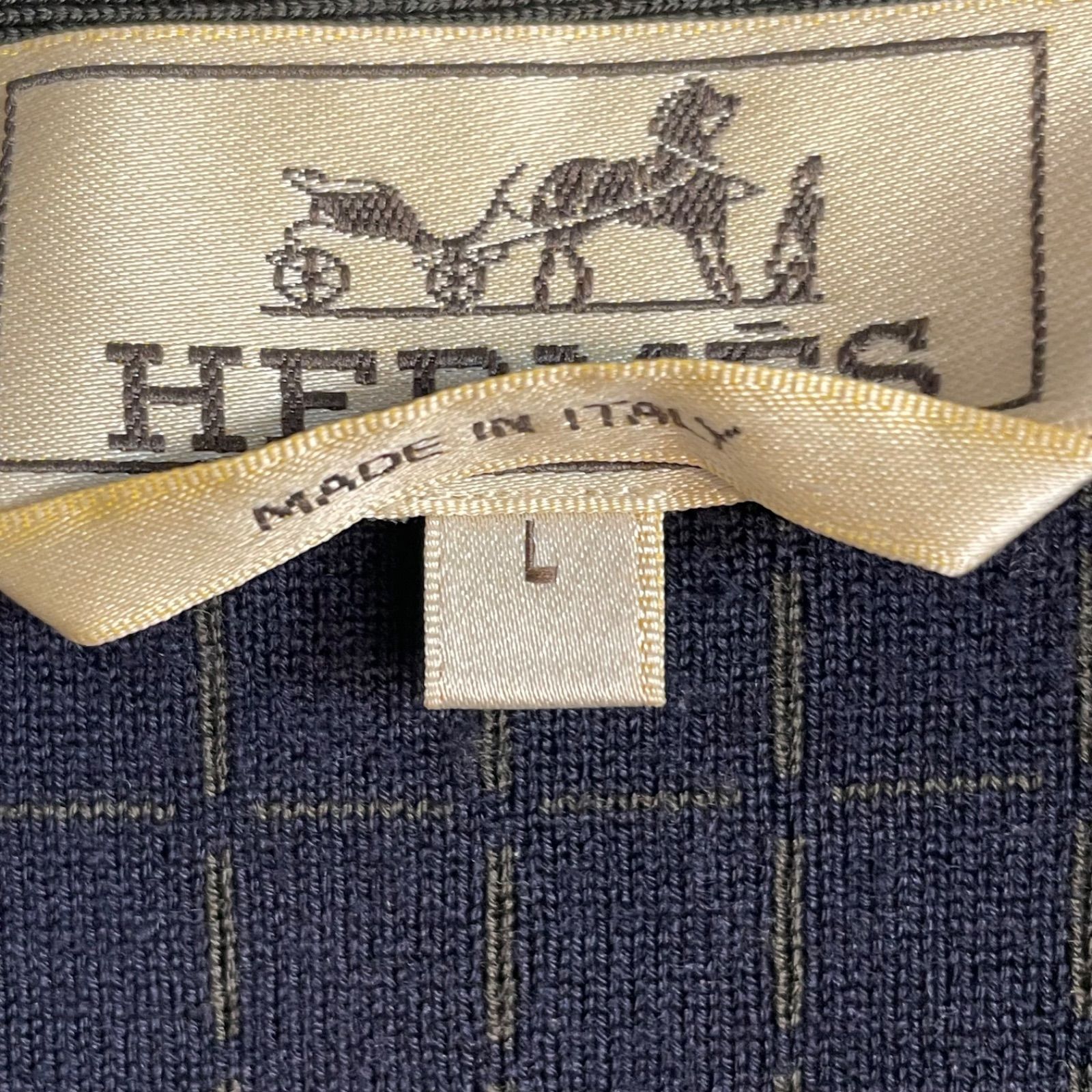 HERMES エルメス Hロゴ ジャガードニットカーディガン ウール トップス 