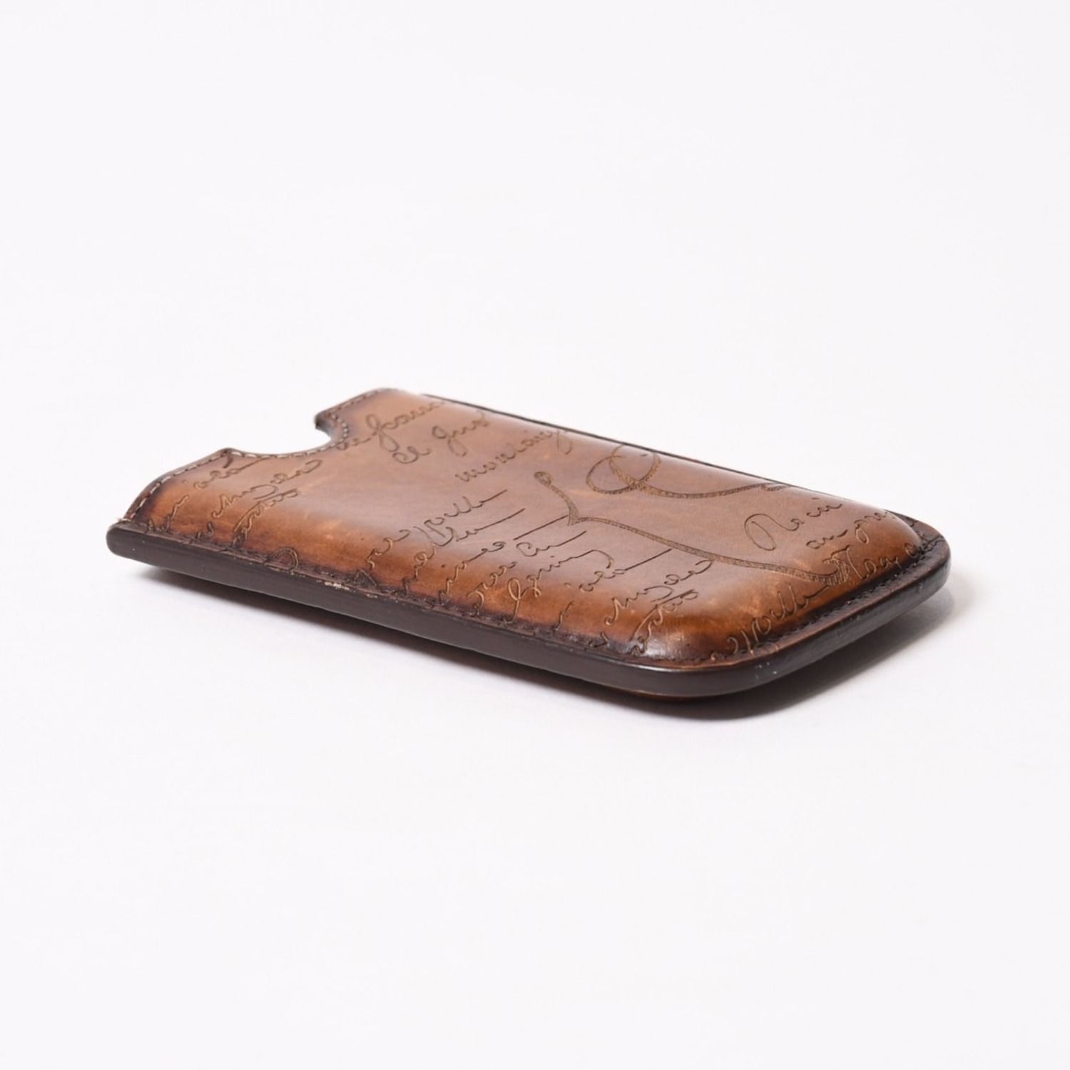 Berluti ベルルッティ カードケース スクリット カリグラフィー ロゴ ブラウン レザー 美品 中古 4b014057 Berluti ベルルッティ カードケース スクリット カリグラフィー ロゴ