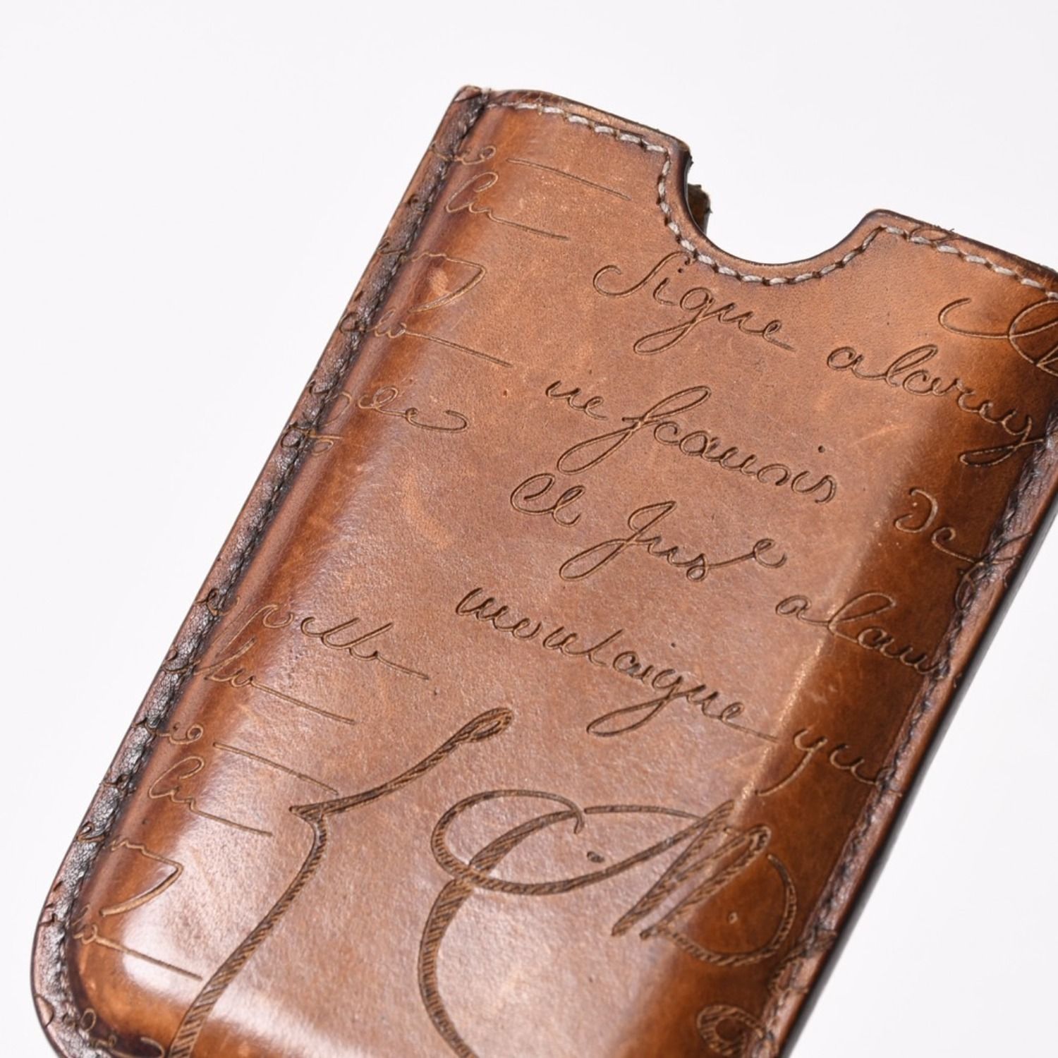 Berluti ベルルッティ カードケース スクリット カリグラフィー ロゴ ブラウン レザー 美品 中古 4b014057 Berluti ベルルッティ カードケース スクリット カリグラフィー ロゴ