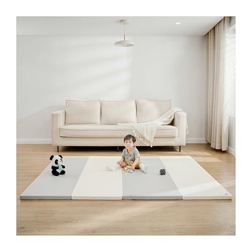 GU MODE プレイマット ベビーマット ベビープレイマット 折りたたみ 厚み4cm 収納しやすい 厚手 折りたたみ ノンホルム 防水 防音 マット グレー ホワイト 120x160? 62d04b29