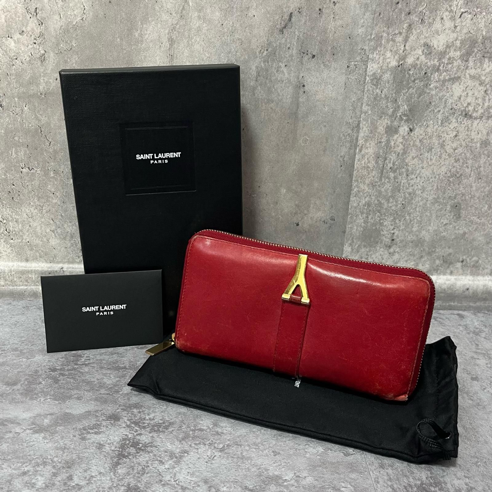 SAINT LAURENT】サンローラン レザー長財布 YSLロゴモチーフ レザー 