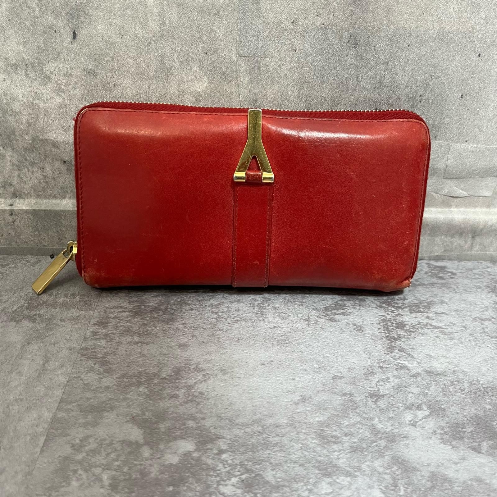 SAINT LAURENT】サンローラン レザー長財布 YSLロゴモチーフ レザー