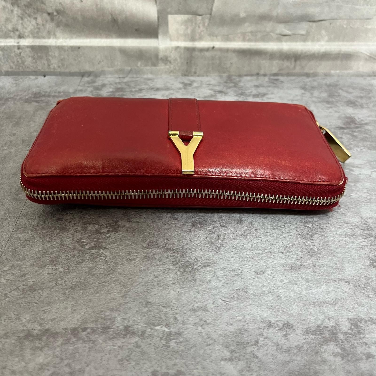 SAINT LAURENT】サンローラン レザー長財布 YSLロゴモチーフ レザー