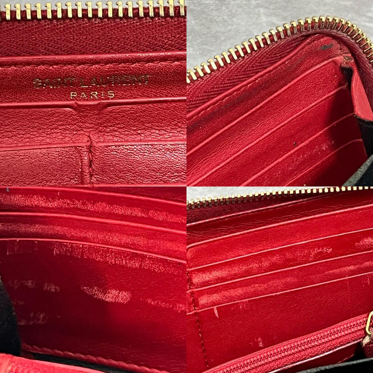 SAINT LAURENT】サンローラン レザー長財布 YSLロゴモチーフ レザー