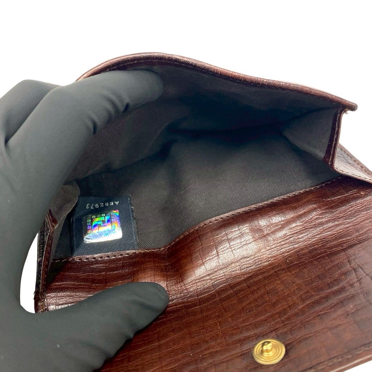 極 美品 箱 袋付き FENDI フェンディ ズッキーノ FF 柄 ロゴ 金具