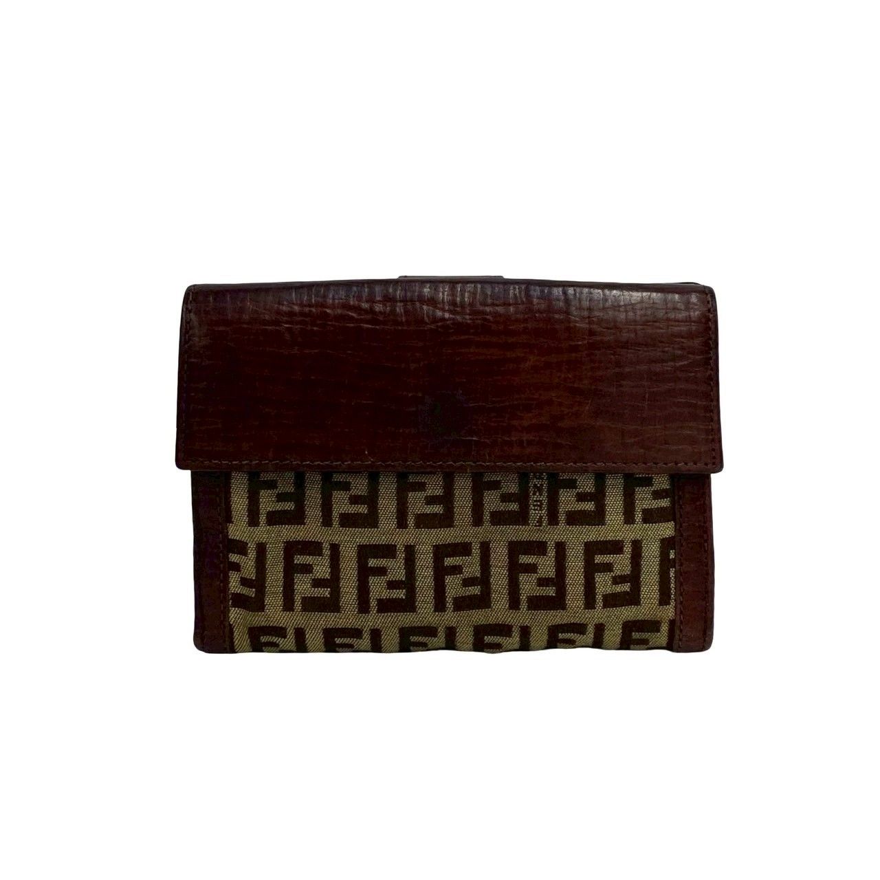 極 美品 箱 袋付き FENDI フェンディ ズッキーノ FF 柄 ロゴ 金具