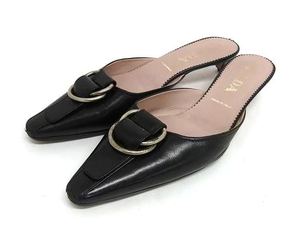 PRADA プラダ レザー ヒール ミュール 表記サイズ 37 (約24cm PRADA プラダ レザー ヒール ミュール 表記サイズ 37 (約24cm
