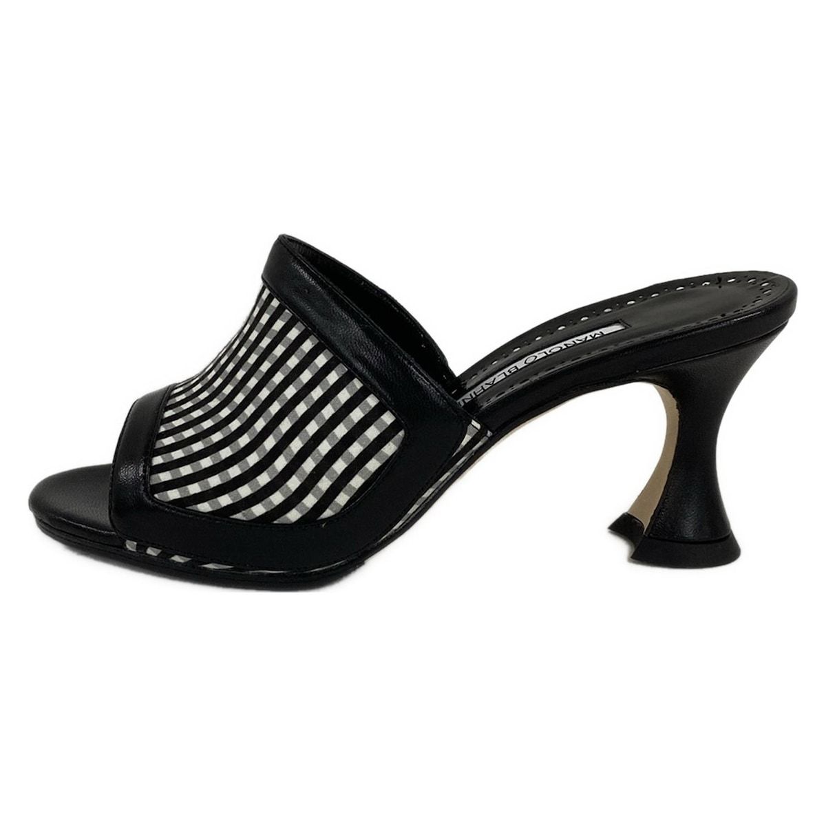 MANOLO BLAHNIK(マノロブラニク) ミュール 35 1/2 レディース - 黒×白 