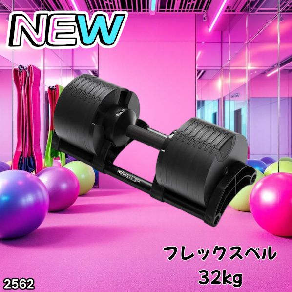 2562 フレックスベル 可変式 ダンベル 32kg 単品 オールブラック 2kg 