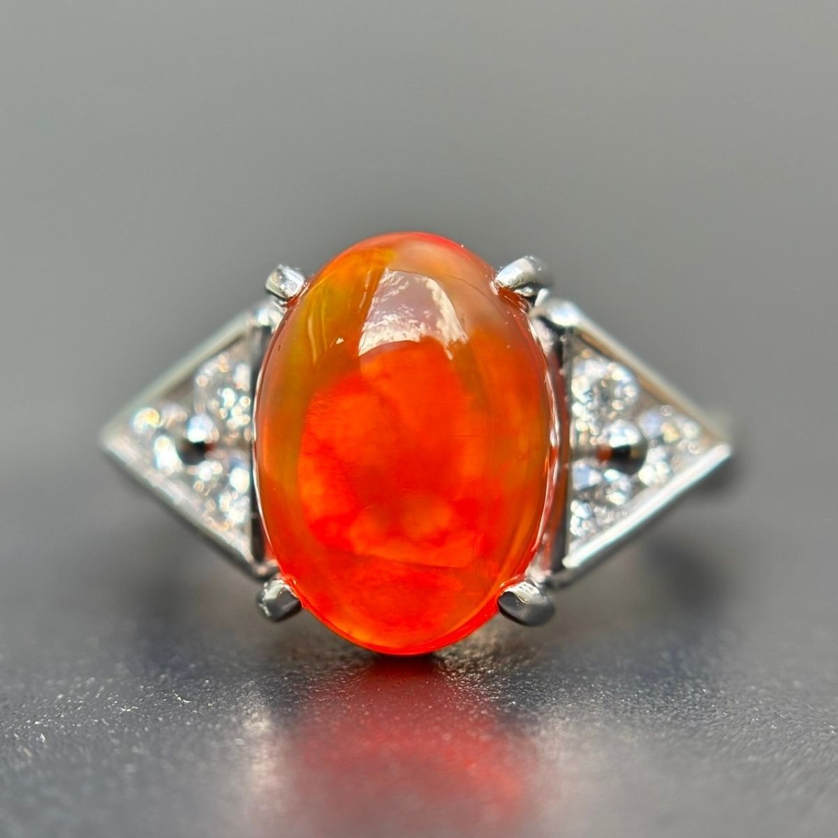 Pt900 ファイアオパール 3.629ct ダイヤモンド 0.254ct リング - メルカリ
