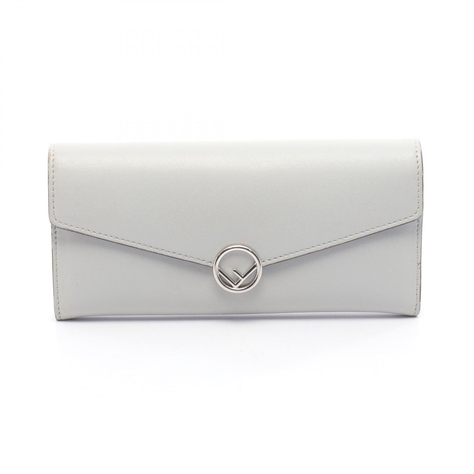 フェンディ FENDI 二つ折り長財布 エフ イズ 8M0251 グレー レザー 