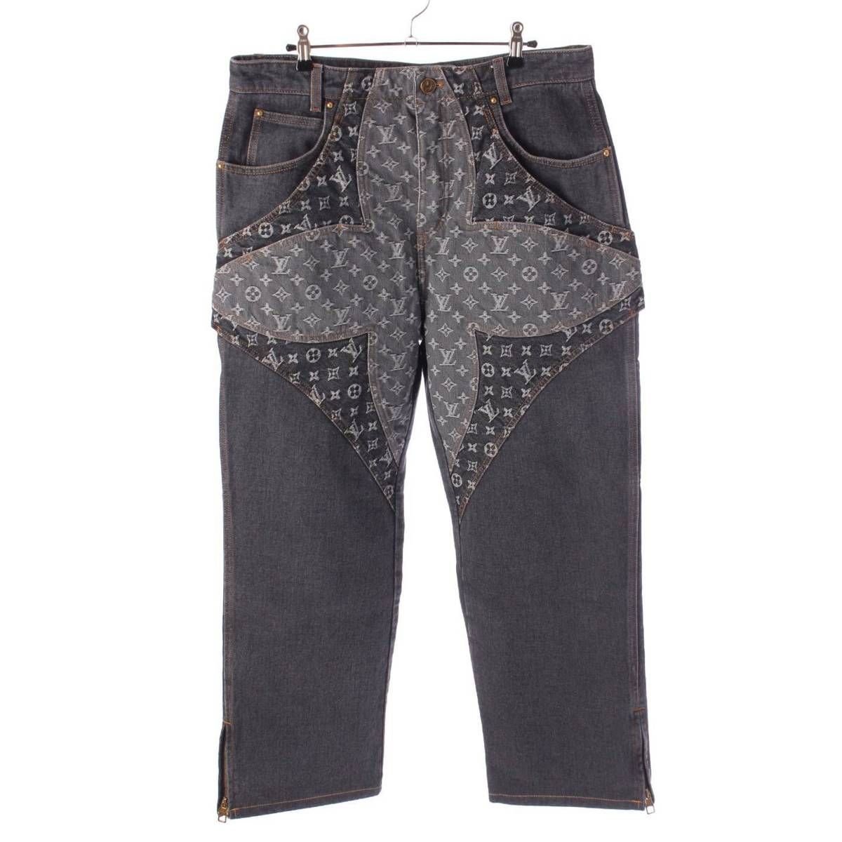 ルイヴィトン 23AW モノグラム フラワー デニムパンツ ジーンズ ボトムス 1ABYE9 グレー 33【中古】 ルイヴィトン 23AW モノグラム フラワー デニムパンツ ジーンズ