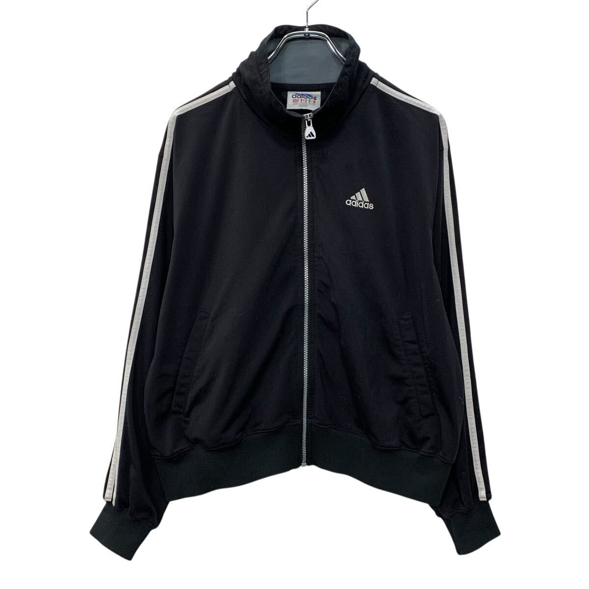 90s adidas ロゴジャージ L ブラック アディダス ジップアップ 90年代 