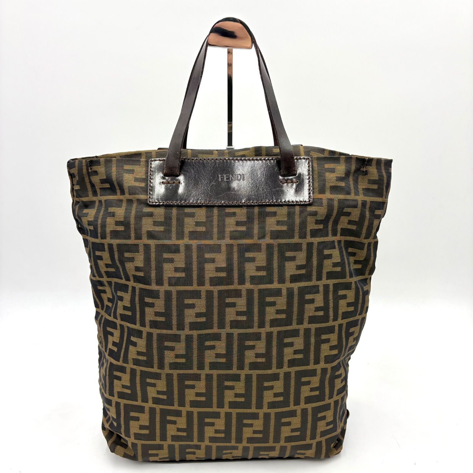 FENDI フェンディ ズッカ柄 FENDI キャンバス×レザー ブラウン 札入れ 