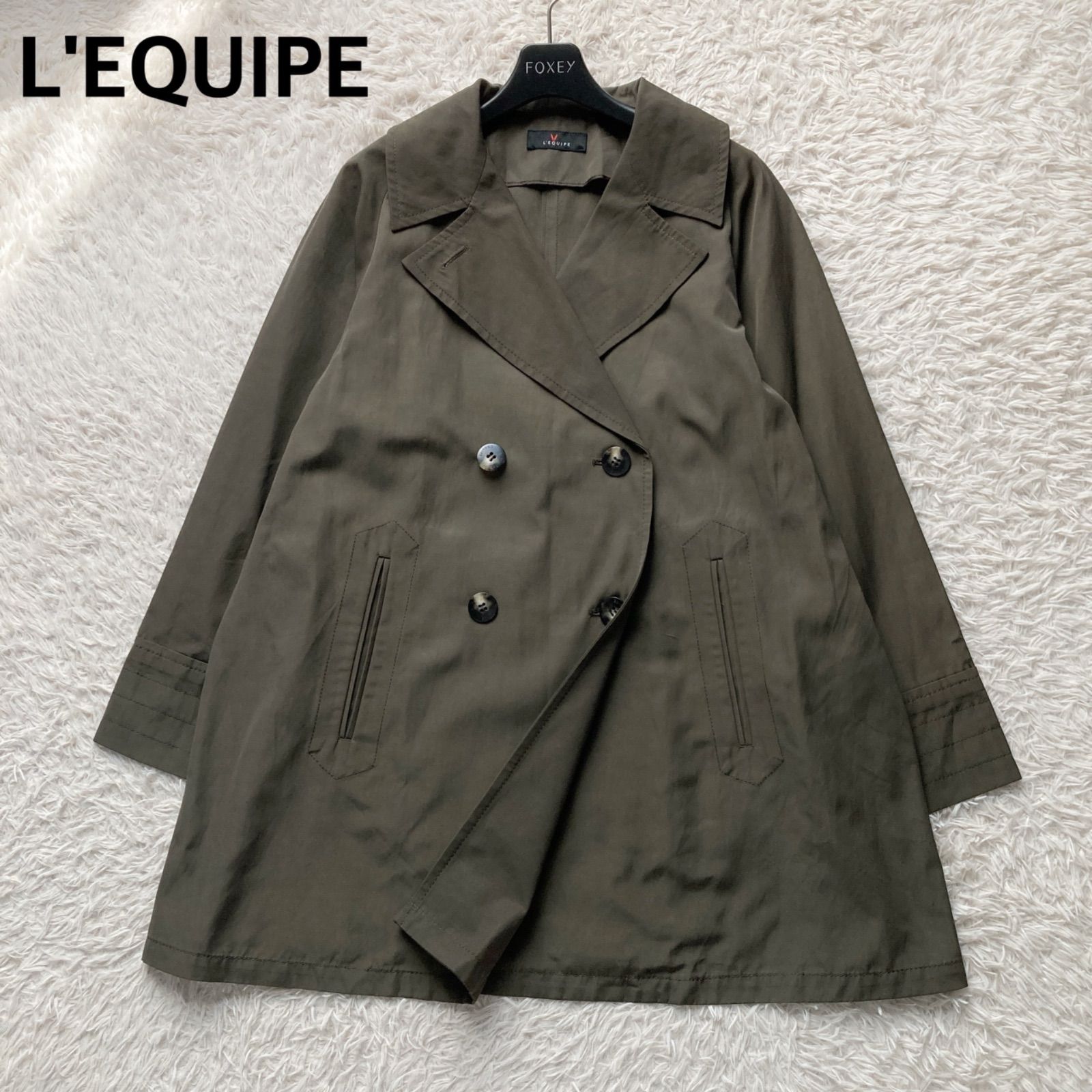 ヨシエイナバ　春コート 美品 L'EQUIPE レキップ YOSHIE INABA ヨシエイナバ スプリングコート