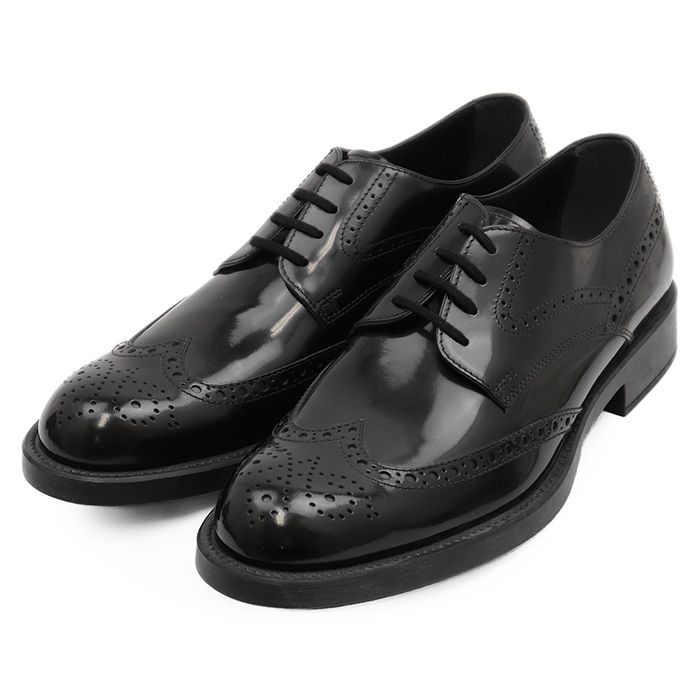 SALE【未使用】TOD'S トッズ ダービーシューズ サイズ 8 メンズ ウィングチップ メダリオン シグネチャー Tステッチ レースアップ ドレスシューズ 革靴 ブラック 黒 イタリア製 SALE【未使用】TOD'S トッズ ダービーシューズ サイズ 8 メンズ