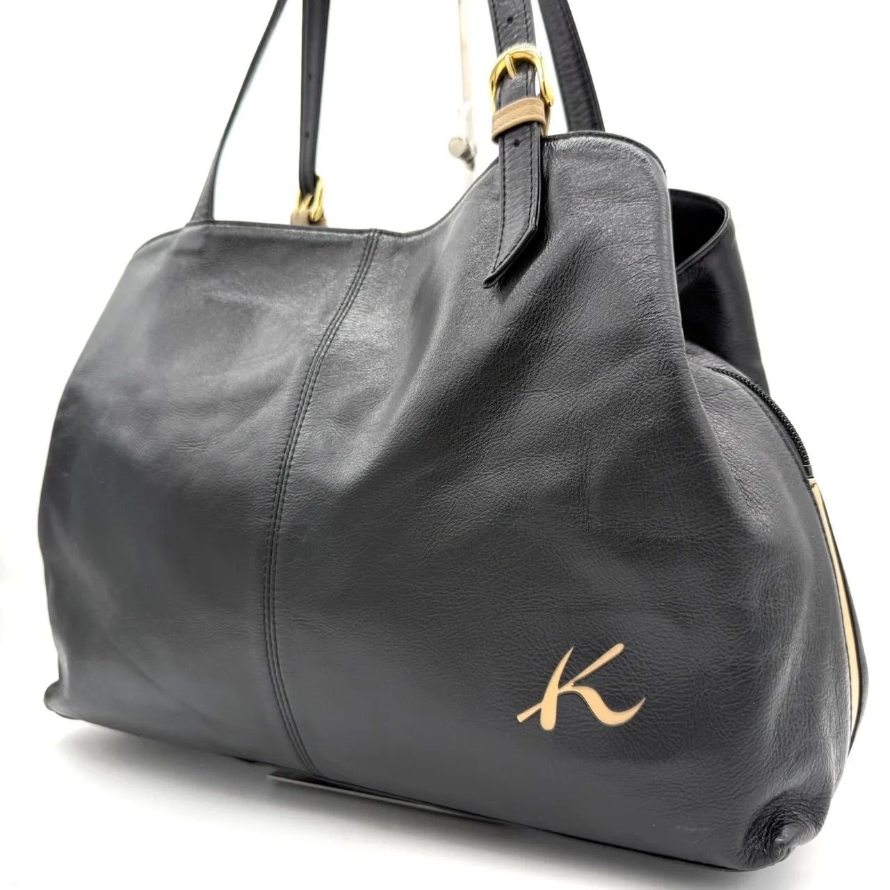 美品】キタムラK2 Kitamura K2 ショルダーバッグ ネイビー 紺 レザー 