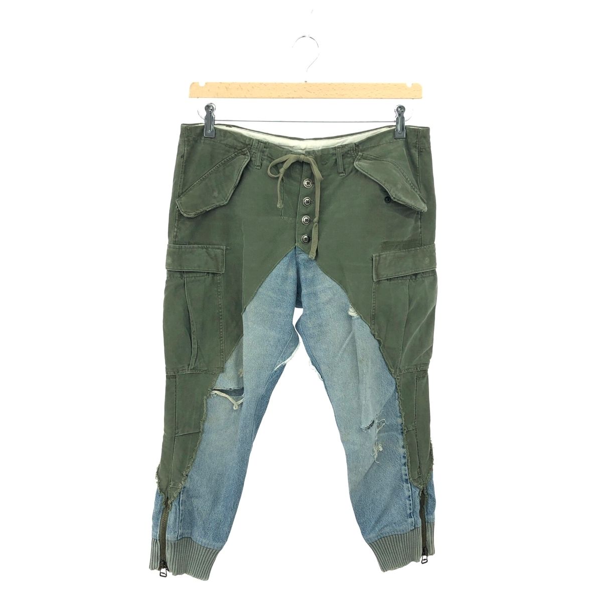 Greg Lauren グレッグローレン グレッグローレン/リメイクカーゴパンツ サイズ:3     ブルー/カーキ メンズ / 240001179242 Greg Lauren グレッグローレン グレッグローレン/リメイクカーゴパンツ