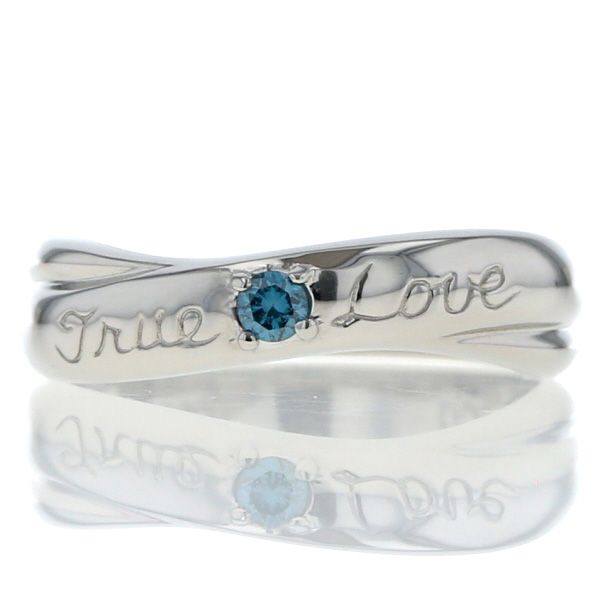 Pt900 プラチナ リング ブルーダイヤモンド 0.06ct True Love デザイン 