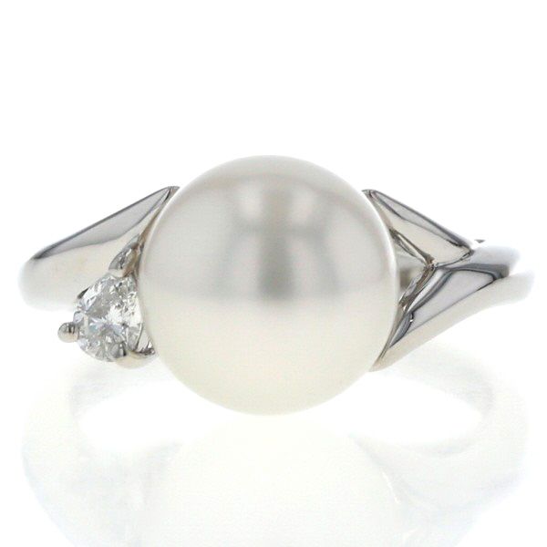 Pt900 プラチナ リング ダイヤモンド0.12ct パール 真珠 10.1mm