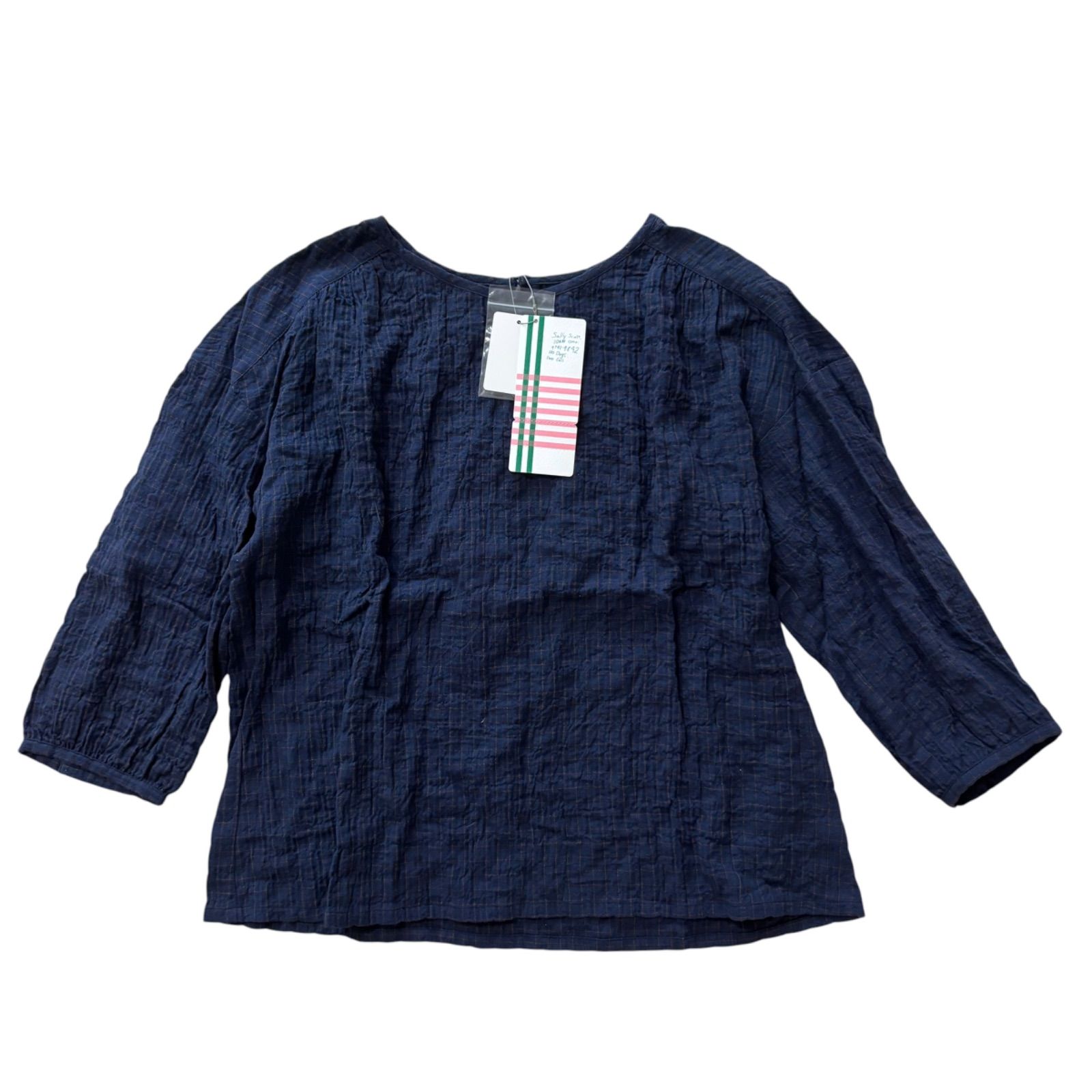 タグ付き新品】Sally Scott サリースコット チェックブラウス ネイビー 