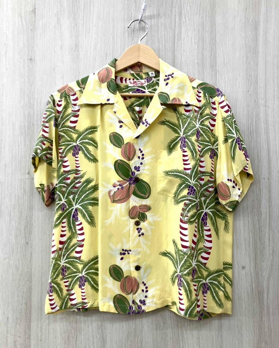 サンサーフ アロハシャツ Mサイズ　SS38030 SUN SURF/サンサーフ/アロハシャツ/SS36030/PALMS BORDER/イエロー/M