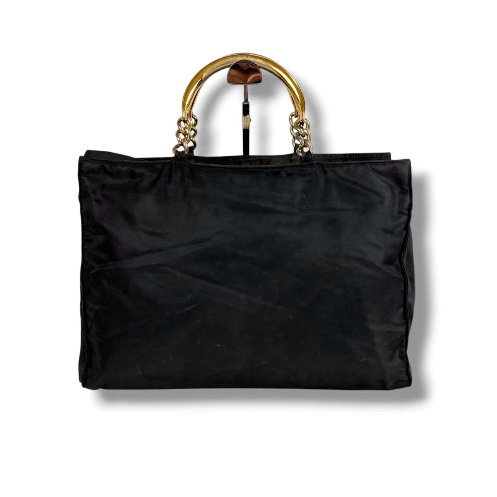 プラダ PRADA メタルハンドル トートバッグ トライアングルロゴ 