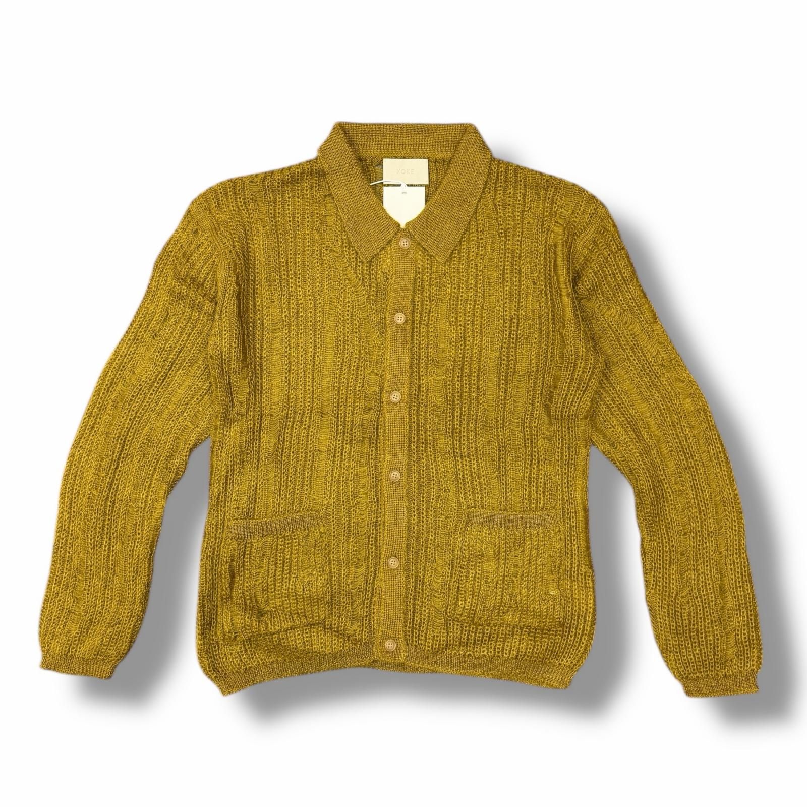 参考上代46200円 未使用 YOKE 25SS SILK MOHAIR BUTTONED CARDIGAN シルクモヘヤボタンカーディガン ニット ヨーク YK25SS0954S マスタード 3 （11952M） 参考上代46200円 未使用 YOKE 25SS SILK MOHAIR BUTTONED CARDIGAN