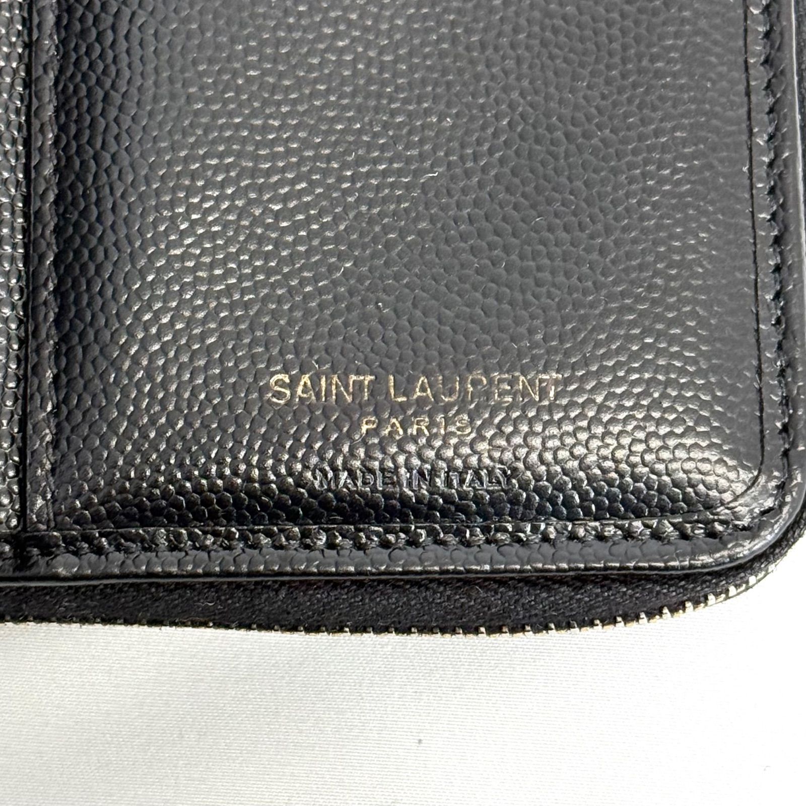 美品】イヴ サンローラン キャビアスキン カサンドラ Vステッチ 二