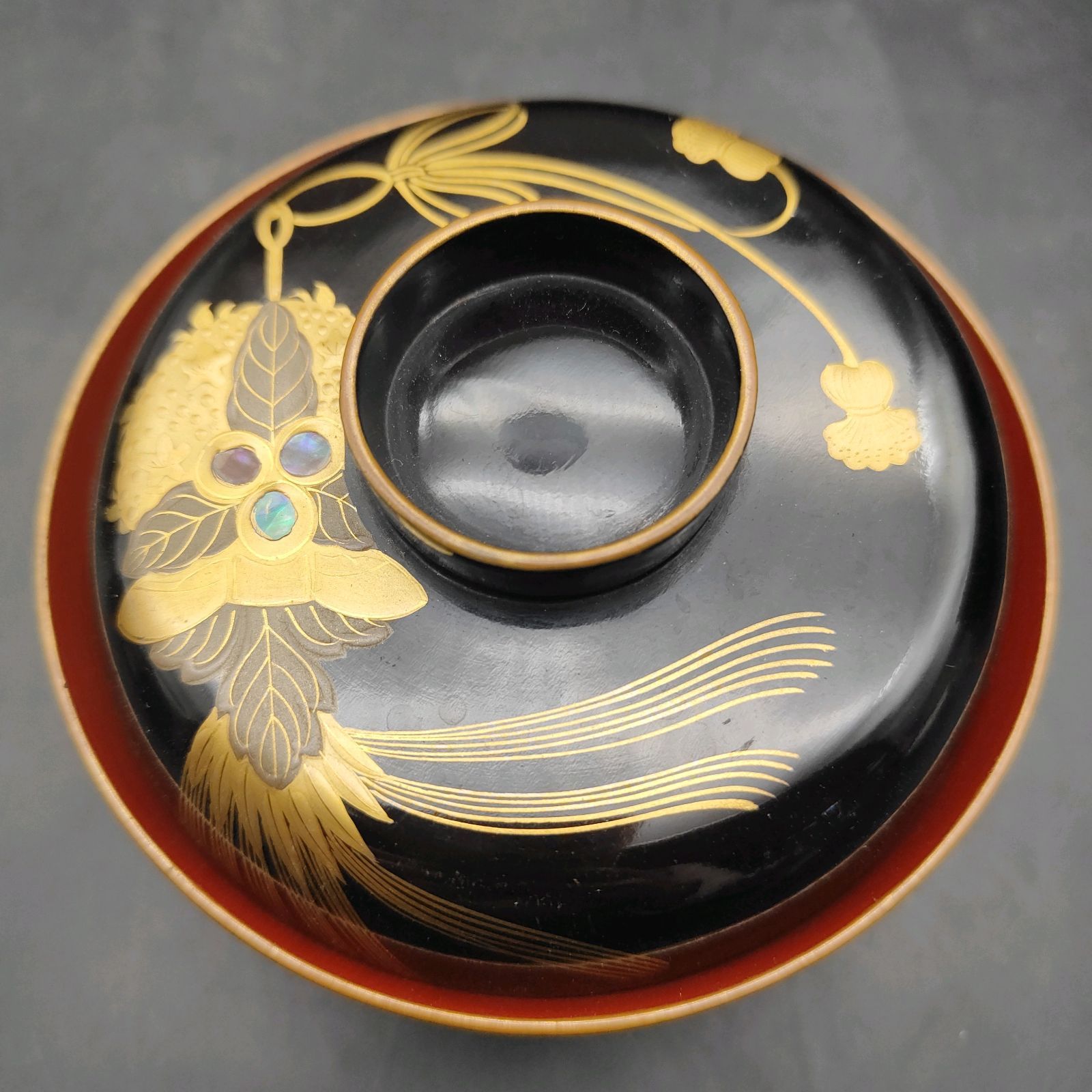 高岡漆器 蓋付き椀 10客 明治時代 金蒔絵 螺鈿象嵌 骨董品