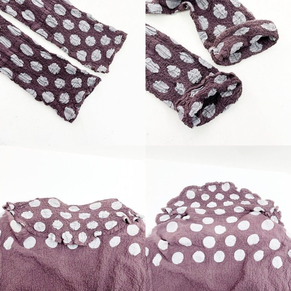 ISSEY MIYAKE - ◆◆ISSEY MIYAKE イッセイミヤケ カーディガン チュニック丈 ドット柄 パープル ISSEY MIYAKE イッセイミヤケ カーディガン チュニック丈 ドット柄