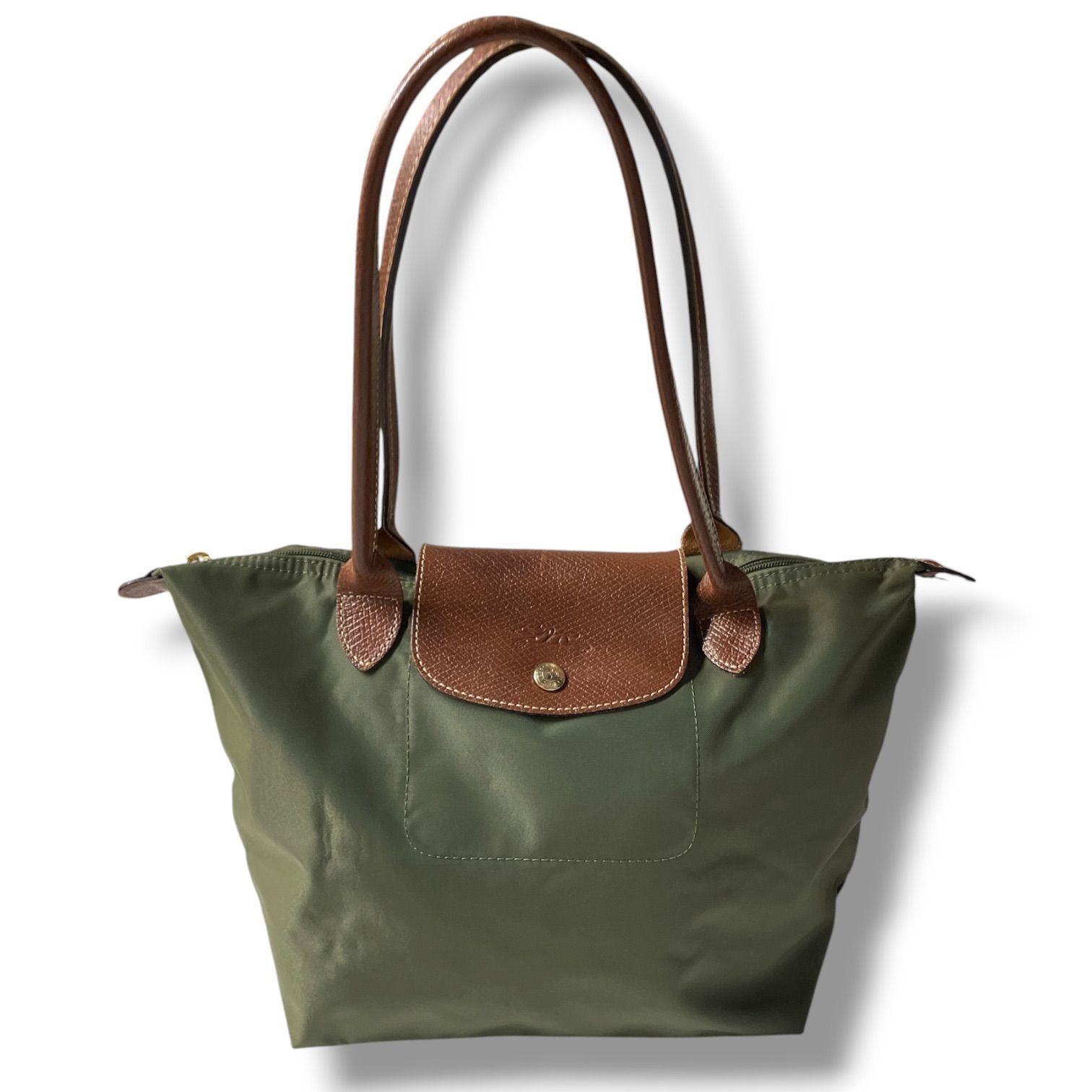 Longchamp ロンシャン トートバッグ ナイロン レザー シンプル カーキ