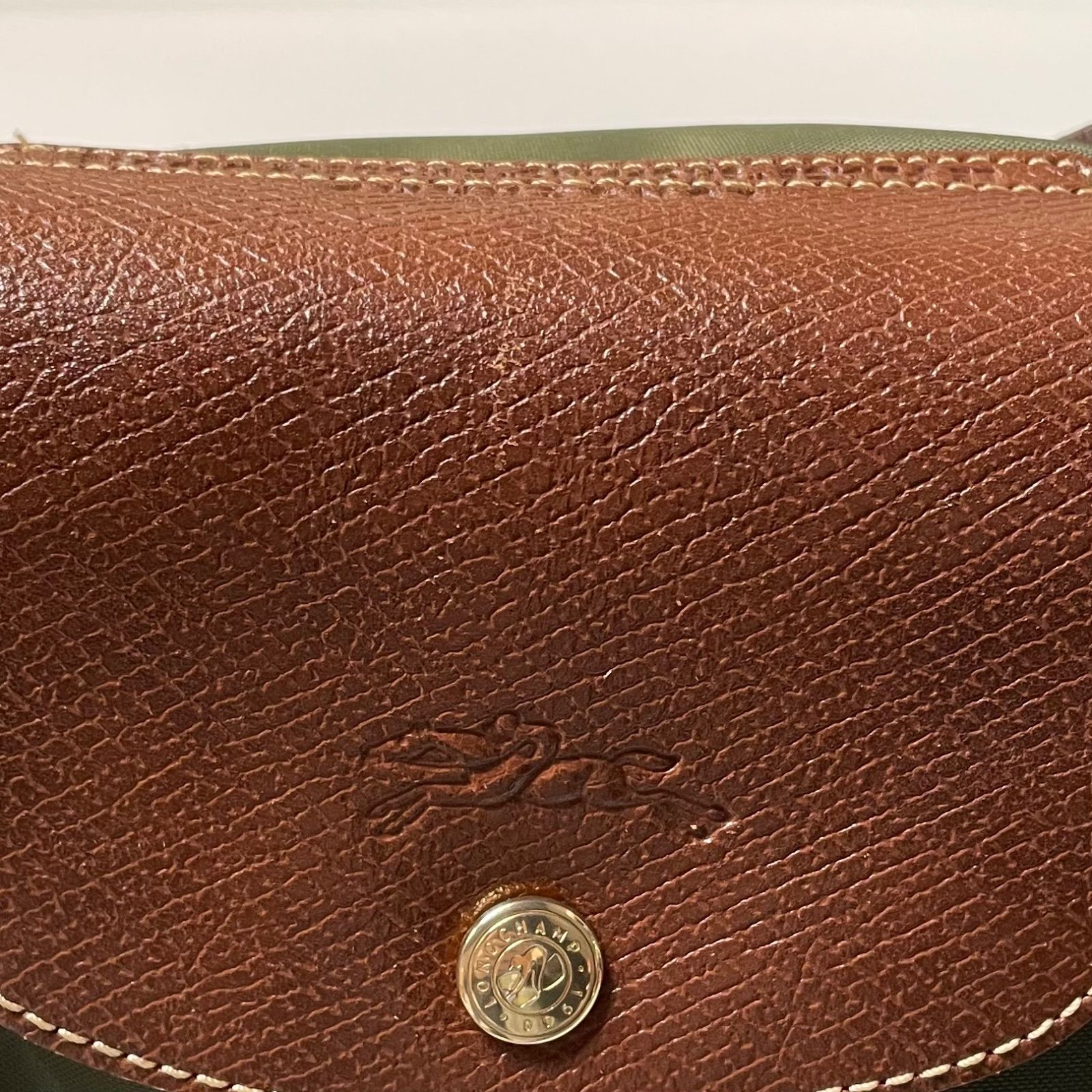 Longchamp ロンシャン トートバッグ ナイロン レザー シンプル カーキ