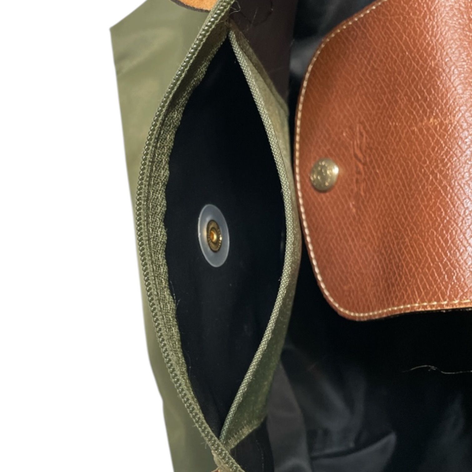 Longchamp ロンシャン トートバッグ ナイロン レザー シンプル カーキ